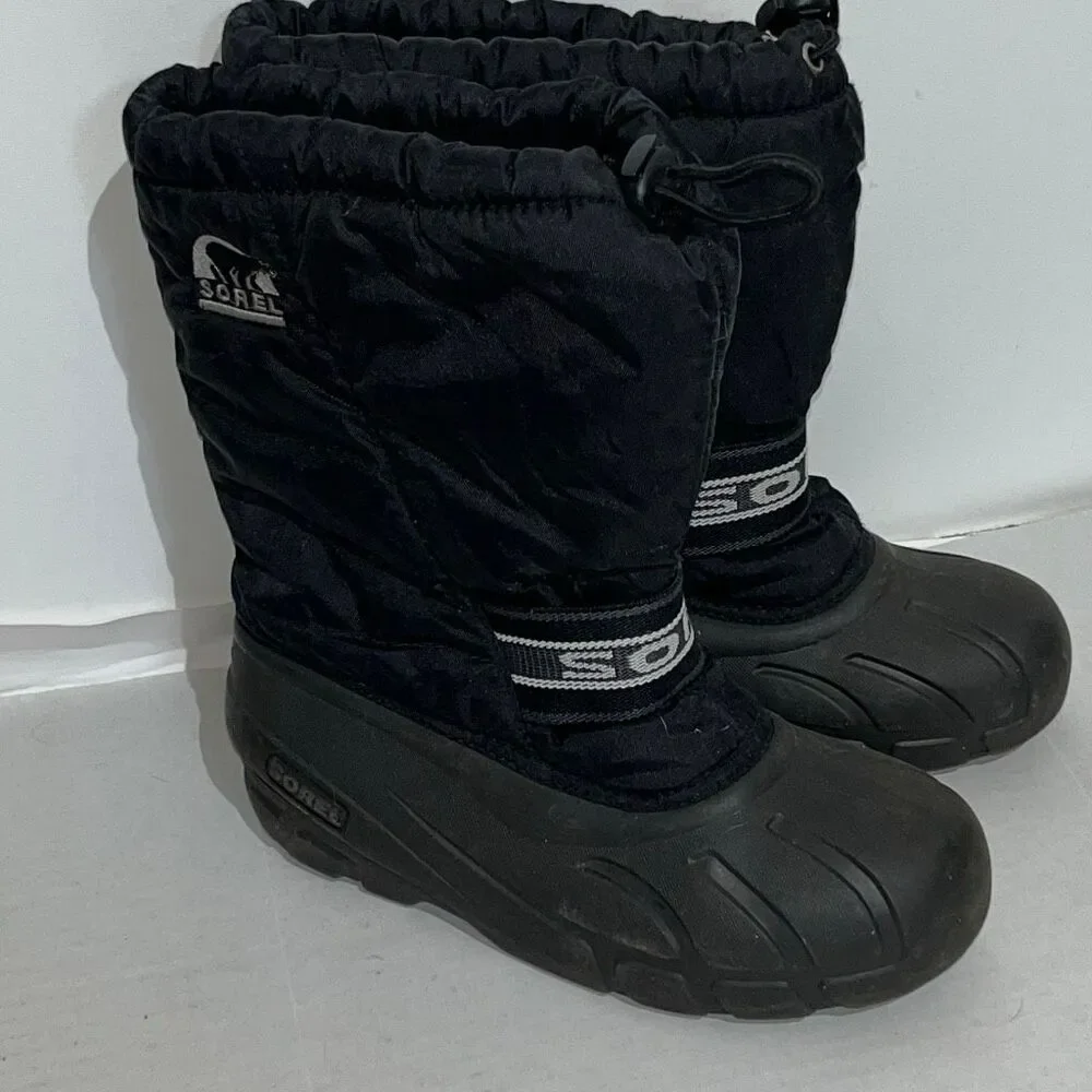 Sorel‎ Women's Black Cub Waterproof Winter Drawstring Snow Boots Size 5
